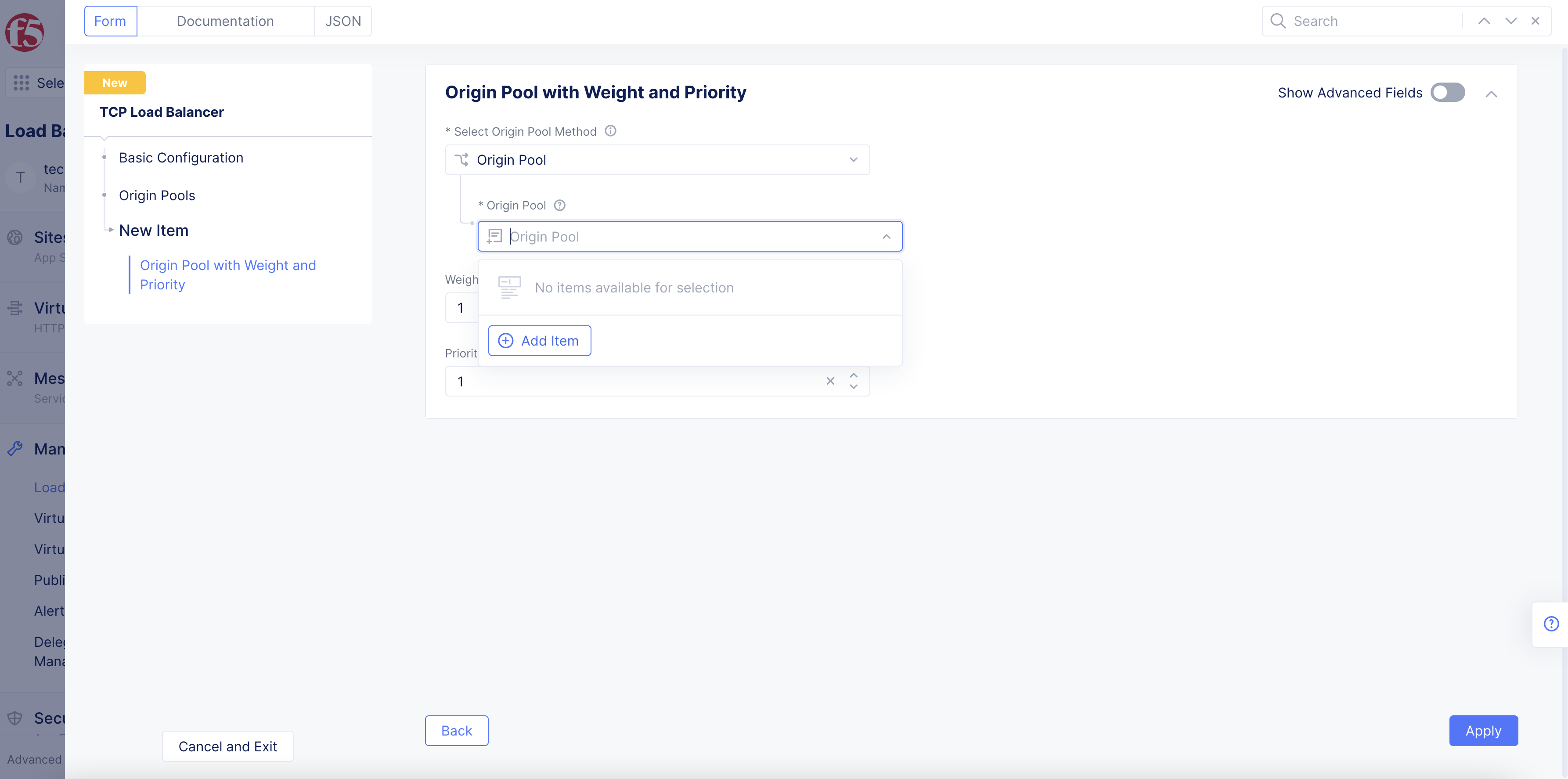 Figure: Origin Pool Configuration
