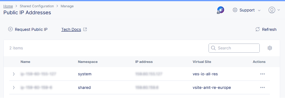 Figure: Public IP Addresses Listed